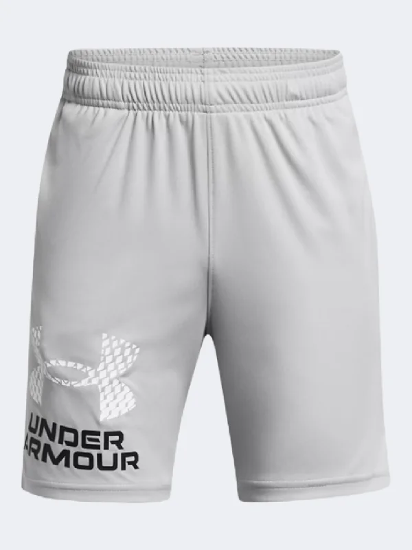 Beach Shorts for Women-Under Armour Tech Logo Boys Training Short Mod Grey/White