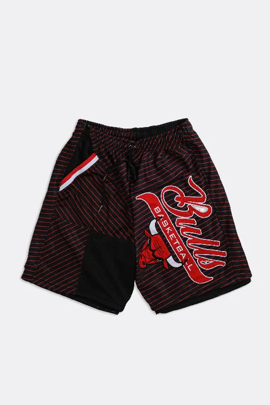 Sports Shorts for Summer-Unisex Rework Bulls NBA Jersey Shorts - Women-S, Men-XS