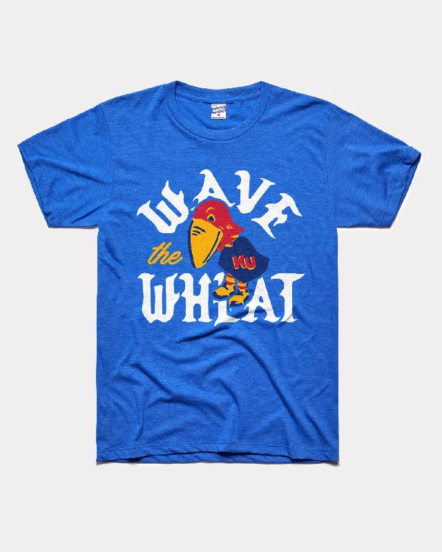 Printed T-Shirt for Men-Wave the Wheat KU Basketball Royal T-Shirt