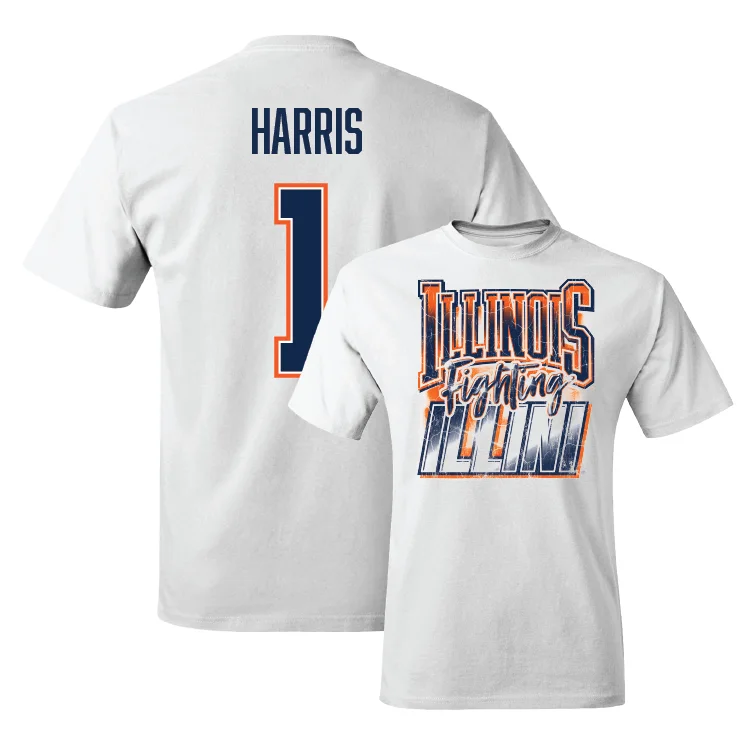 T-Shirt for Promotional Campaigns-White Illinois Graphic Comfort Colors Tee - Sencire Harris #1