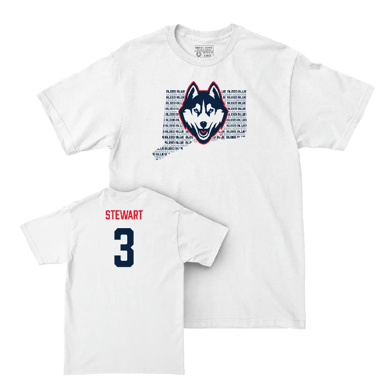 T-Shirt for Travel-Men's Basketball White Bleed Blue Comfort Colors Tee - Jaylin Stewart