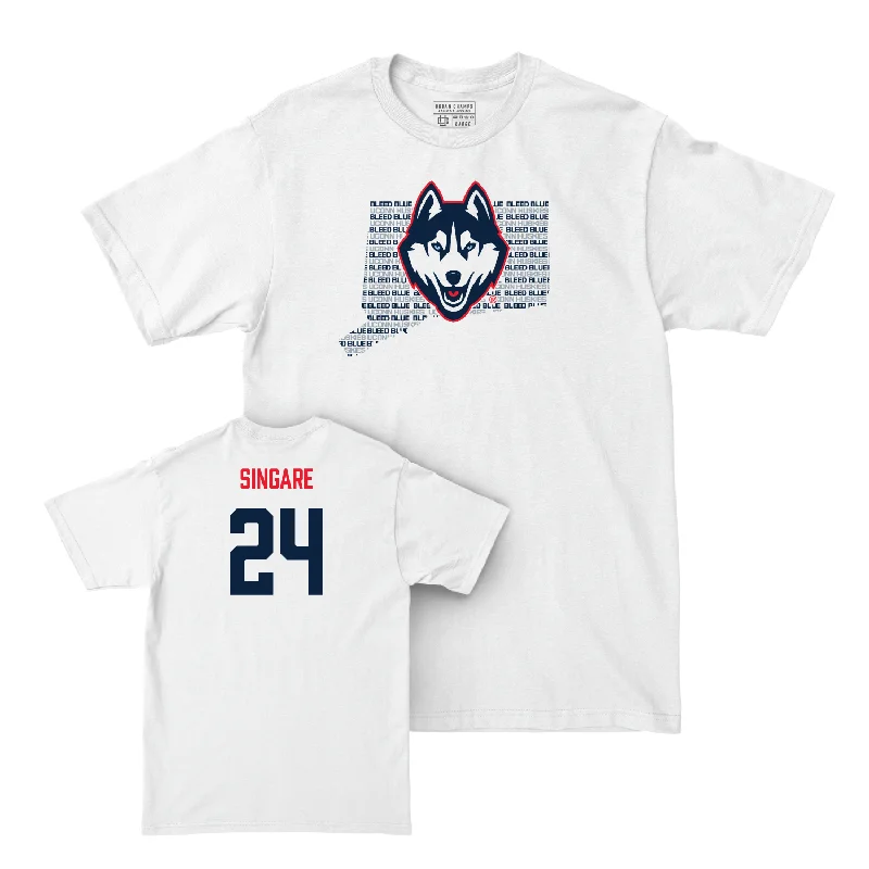 T-Shirt with Funny Designs-Men's Basketball White Bleed Blue Comfort Colors Tee - Youssouf Singare