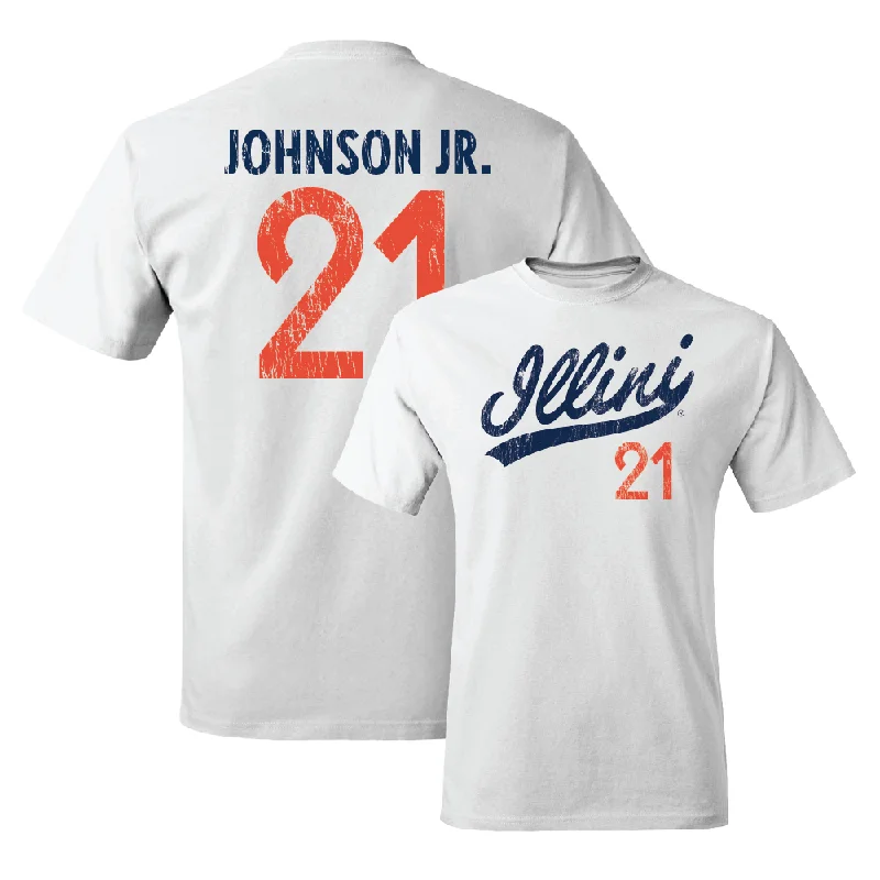 Workout T-Shirt-White Script Comfort Colors Tee  - Morez Johnson Jr.