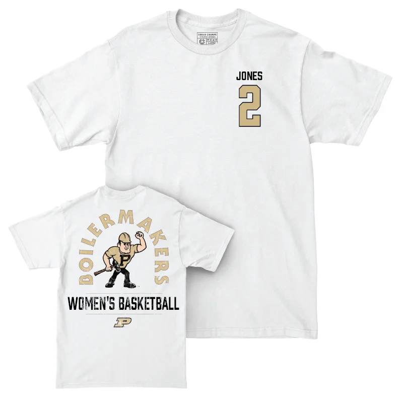 T-Shirt with Vintage Graphics-Women's Basketball White Mascot Comfort Colors Tee - Rashunda Jones | #2