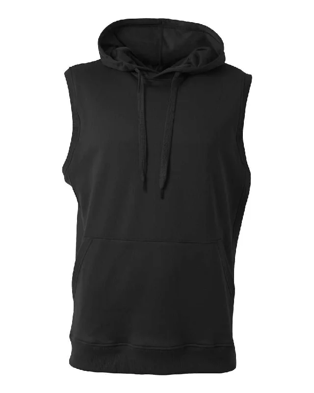 Comfortable Hoodie for Men-A4 N4002 Agility Sleeveless Hoodie - Black