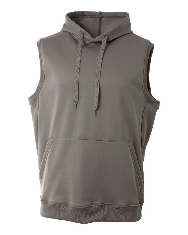 Casual Zip-Up Hoodie-A4 N4002 Agility Sleeveless Hoodie - Graphite