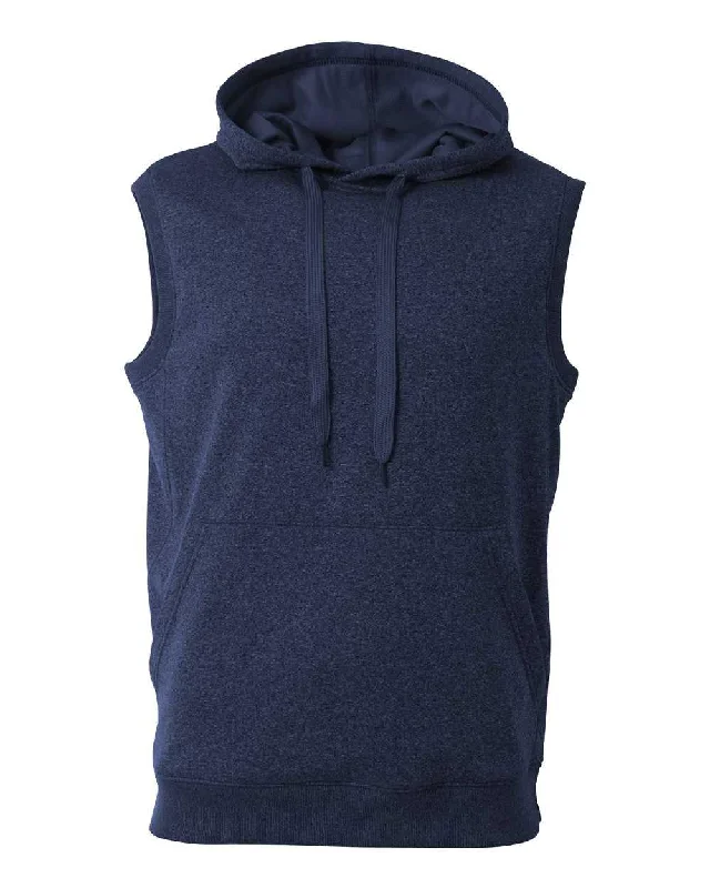 Hoodie for Cold Mornings-A4 N4002 Agility Sleeveless Hoodie - Navy Heather