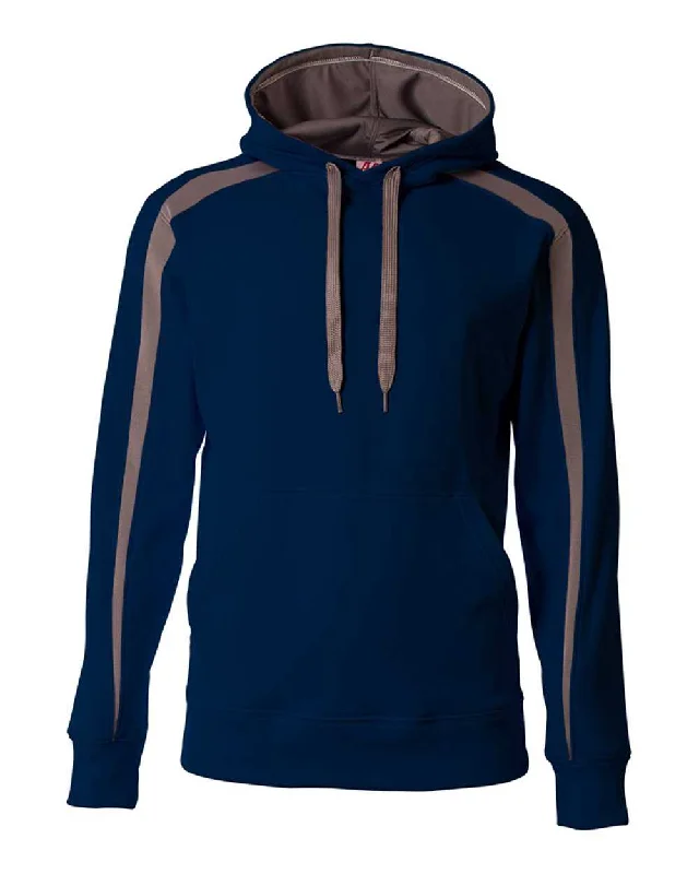 Hoodie for Cool Evenings-A4 N4004 Spartan Fleece Hoodie - Navy Graphite