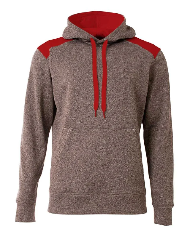 Hoodie with Bold Graphics-A4 N4093 Tourney Fleece Hoodie - Heather Scarlet