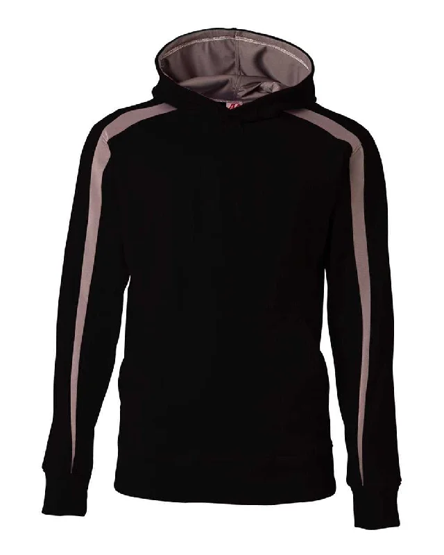 Hoodie with Geometric Patterns-A4 NB4004 Spartan Fleece Hoodie - Black Graphite