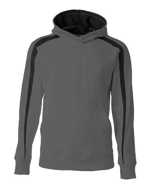 Hoodie for Outdoor Workouts-A4 NB4004 Spartan Fleece Hoodie - Graphite Black