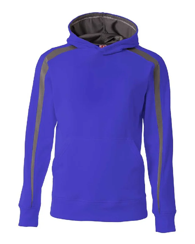 Hoodie with Ribbed Hem-A4 NB4004 Spartan Fleece Hoodie - Royal Graphite