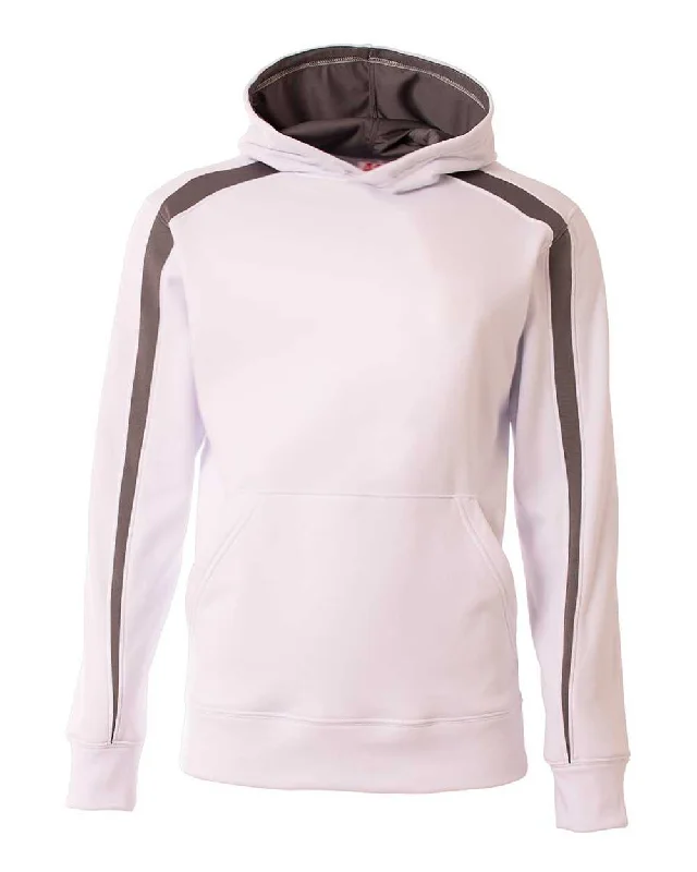 Hoodie for Daily Use-A4 NB4004 Spartan Fleece Hoodie - White Graphite