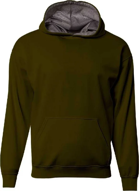 Hoodie for Outdoor Concerts-A4 NB4279 Sprint Fleece Hoodie - Military Green Graphite