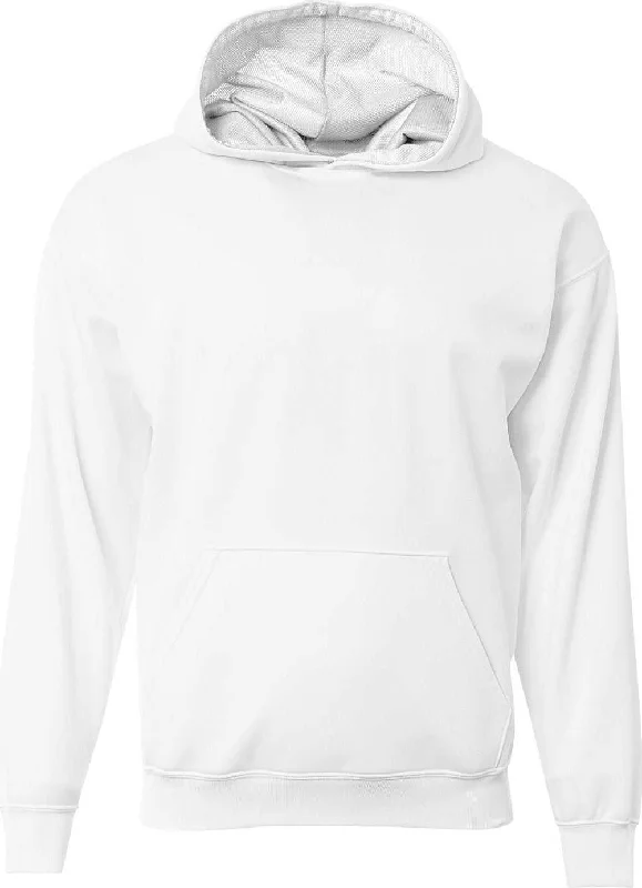 Hoodie with Artistic Prints-A4 NB4279 Youth Sprint Hooded Sweatshirt - White