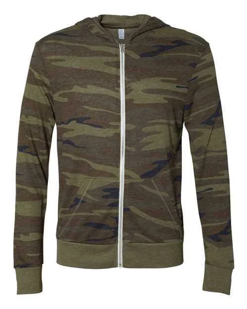 Sports Hoodie-Alternative 1970e1 Eco-Jersey Full-Zip Hoodie - Camo Eco True Olive