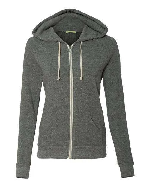 Hoodie for Gym-Alternative 9573 Womens Adrian Eco-Fleece Full-Zip Hooded Sweatshirt - Eco Grey