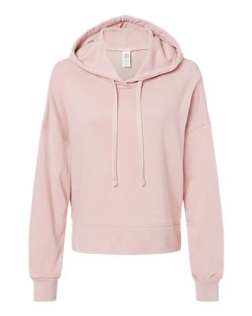 Hoodie for Hiking and Adventure-Alternative 9906ZT Women's Eco-Washed Terry Hooded Sweatshirt - Rose Quartz