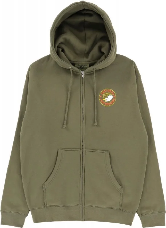 Hoodie with Cartoon Characters-Anti Hero Zip Hoody Eagle Round - Army / Orange / Yellow