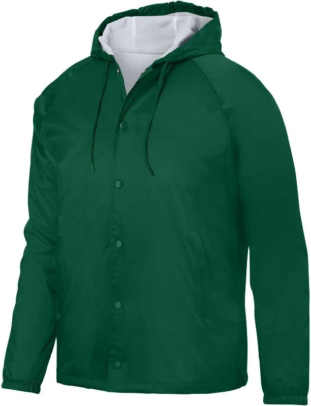 Hoodie for Men with Zipper-Augusta 3102 Hooded Coach's Jacket - Dark Green