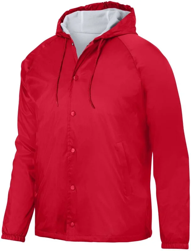 Hoodie with Pockets-Augusta 3102 Hooded Coach's Jacket - Red