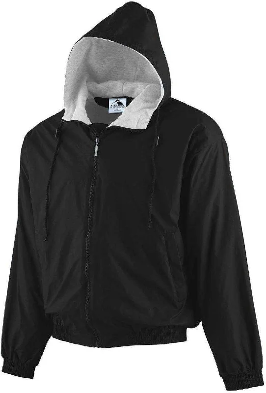 Hoodie for Running-Augusta 3280 Hooded Taffeta Jacket/Fleece Lined - Black