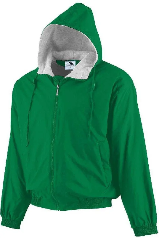 Hoodie for Summer Nights-Augusta 3280 Hooded Taffeta Jacket/Fleece Lined - Green