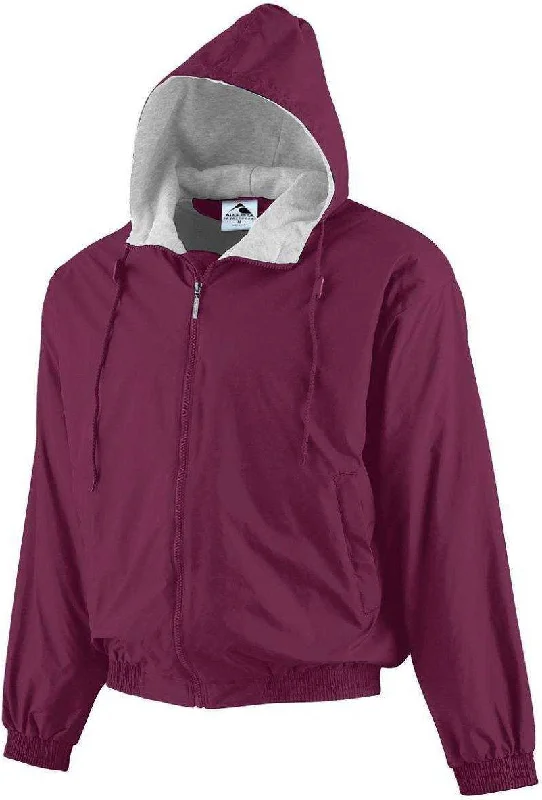 Pullover Hoodie-Augusta 3281 Youth Hooded Taffeta Jacket/Fleece Lined - Maroon