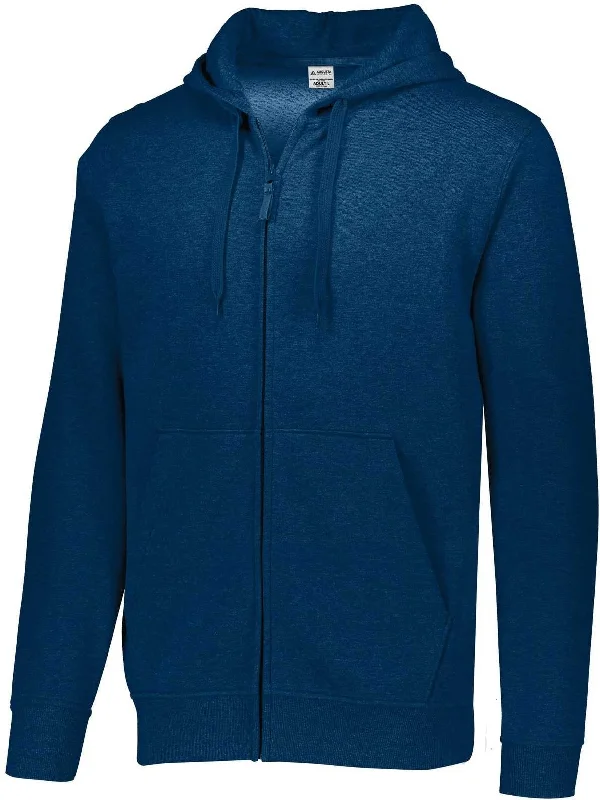 Custom Hoodie-Augusta 5418 60/40 Fleece Full Zip Hoodie - Navy