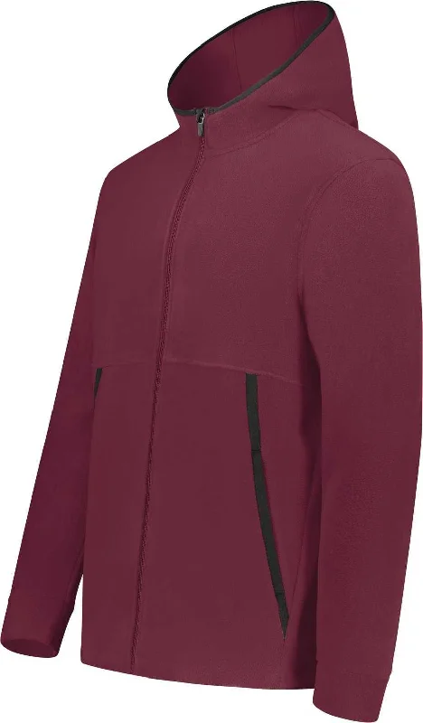 Best Hoodie for Men-Augusta 6858 Chill Fleece 2.0 Full Zip Hoodie - Maroon (Hlw)