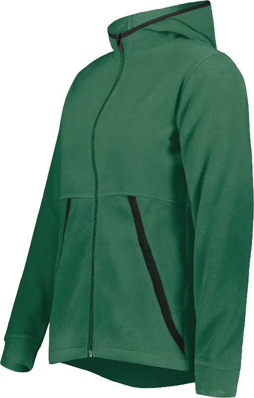 Hoodie with Zip Pockets-Augusta 6860 Ladies Chill Fleece 2.0 Full Zip Hoodie - Dark Green