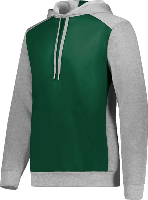 Custom Logo Hoodie-Augusta 6865 Three-Season Fleece Pullover Hoodie - Dark Green Gray Heather