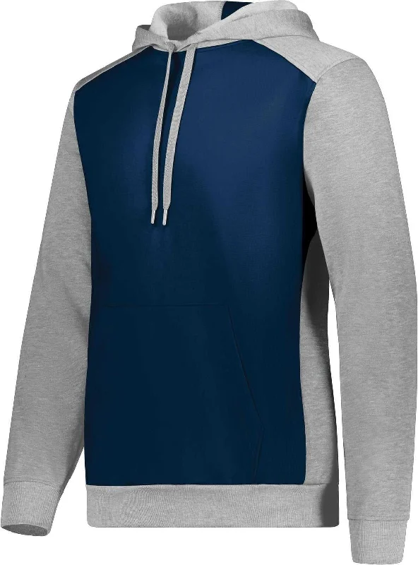 Hoodie with Patches-Augusta 6865 Three-Season Fleece Pullover Hoodie - Navy Gray Heather