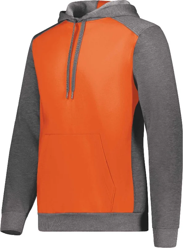 Petite Size Hoodie-Augusta 6865 Three-Season Fleece Pullover Hoodie - Orange Carbon Heather