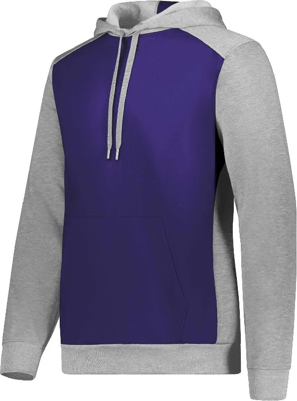 Hoodie with Motivational Graphics-Augusta 6865 Three-Season Fleece Pullover Hoodie - Purple Gray Heather