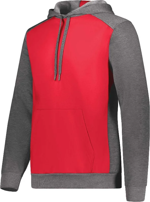 Hoodie for Lazy Days-Augusta 6865 Three-Season Fleece Pullover Hoodie - Scarlet Carbon Heather