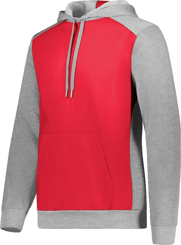 Hoodie with Artistic Prints-Augusta 6865 Three-Season Fleece Pullover Hoodie - Scarlet Gray Heather