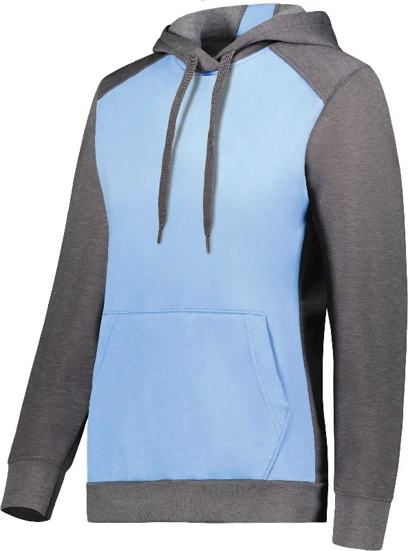 Hoodie for Streetwear Style-Augusta 6867 Ladies Three-Season Fleece Pullover Hoodie - Columbia Blue Carbon Heather