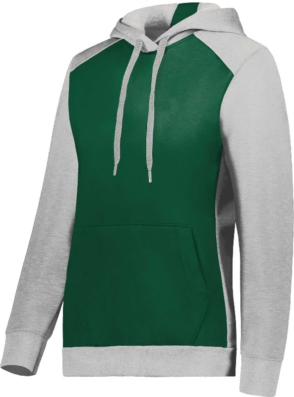 Hoodie with Unique Art Design-Augusta 6867 Ladies Three-Season Fleece Pullover Hoodie - Dark Green Gray Heather