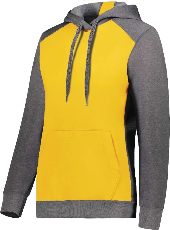 Hoodie for Weekend Hangouts-Augusta 6867 Ladies Three-Season Fleece Pullover Hoodie - Gold Carbon Heather