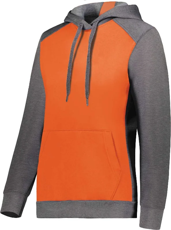 Hoodie for Concerts-Augusta 6867 Ladies Three-Season Fleece Pullover Hoodie - Orange Carbon Heather