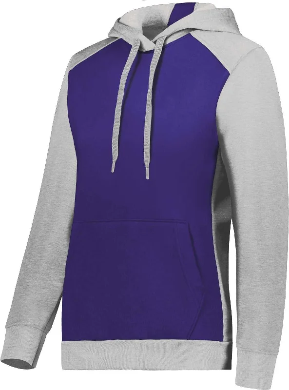 Hoodie for Outdoor Festivals-Augusta 6867 Ladies Three-Season Fleece Pullover Hoodie - Purple Gray Heather