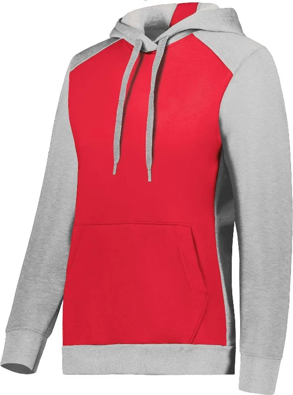 Lightweight Zip-Up Hoodie-Augusta 6867 Ladies Three-Season Fleece Pullover Hoodie - Scarlet Gray Heather