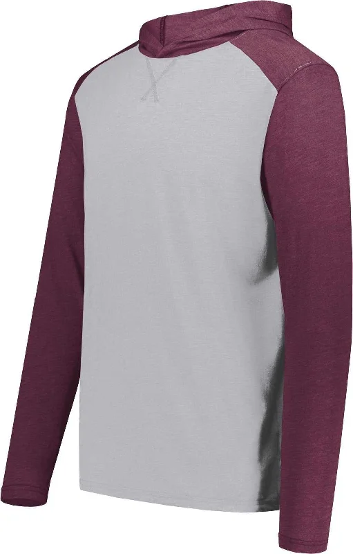 Hoodie for Cool Evenings-Augusta 6884 Gameday Vintage Hoodie - Gray Heather Maroon Heather