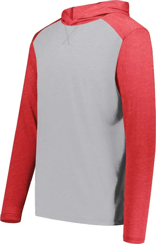 Casual Zip-Up Hoodie-Augusta 6884 Gameday Vintage Hoodie - Gray Heather Scarlet Heather