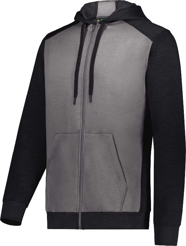 Hoodie for All-Day Comfort-Augusta 6899 Three-Season Fleece Full Zip Hoodie - Carbon Heather Black