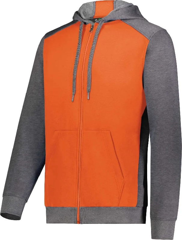 Team Hoodie for Sports-Augusta 6899 Three-Season Fleece Full Zip Hoodie - Orange Carbon Heather