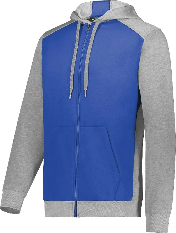 Custom Hoodie for Events-Augusta 6899 Three-Season Fleece Full Zip Hoodie - Royal Gray Heather