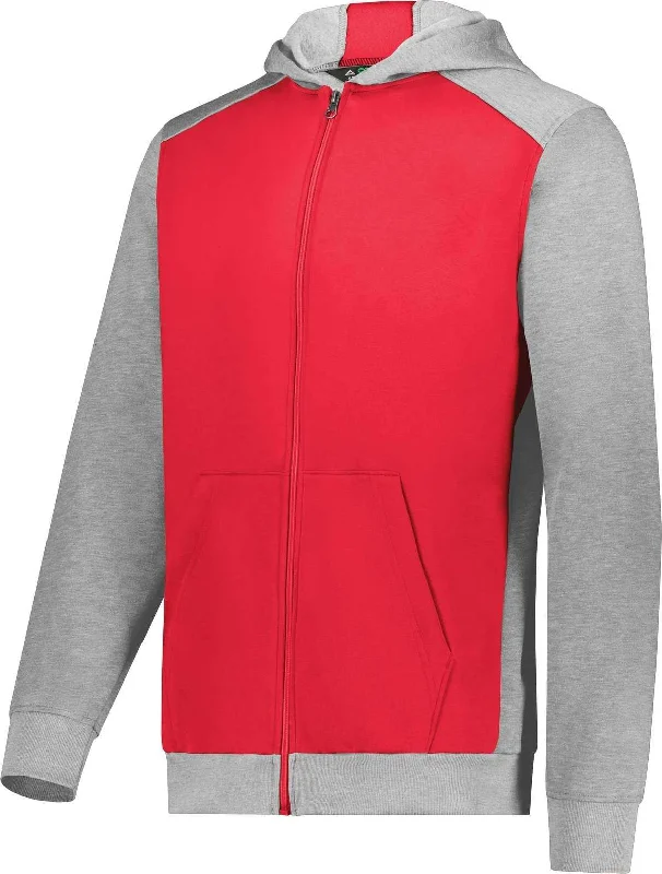 Halloween Hoodie-Augusta 6900 Youth Three-Season Fleece Full Zip Hoodie - Scarlet Gray Heather