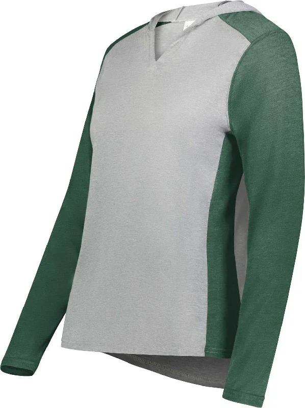 Family Matching Hoodie-Augusta 6902 Ladies Gameday Vintage Hoodie - Gray Heather Dark Green Heather